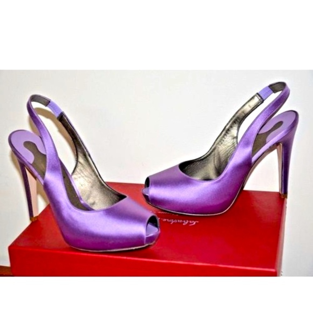 Spring Summer Sales Salvatore Ferragamo Satin Peeptoe Heel Pump 39C/9 Wide New